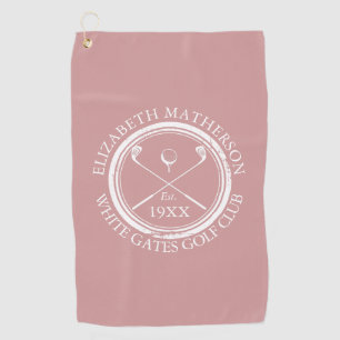 Personalized Golf Club Name Dusty Rose Pink Towel
