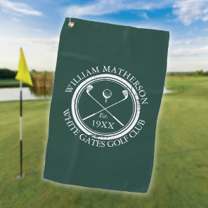 Personalized Golf Club Name Emerald Green Golf Towel