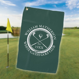 Personalized Golf Club Name Emerald Green Towel