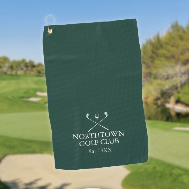 Personalized Golf Club Name Emerald Green Towel (Personalized Golf Club Name Emerald Green Golf Towel)