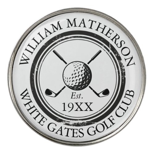 Personalized Golf Club Name Established Golf Ball Marker