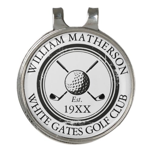 Personalized Golf Club Name Established Golf Hat Clip