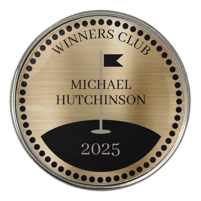 Personalized Golf Club Name Gold Ball Marker (Front)