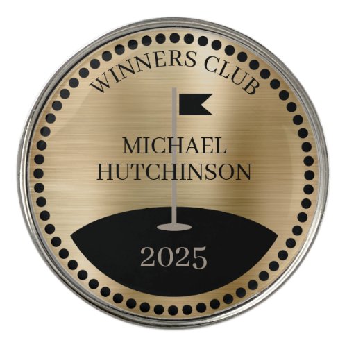Personalized Golf Club Name Gold Golf Ball Marker