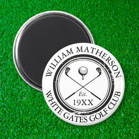 Personalized Golf Club Name Golf Retro Stamp Magnet
