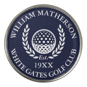 Personalized Golf Club Name Navy Blue Ball Marker