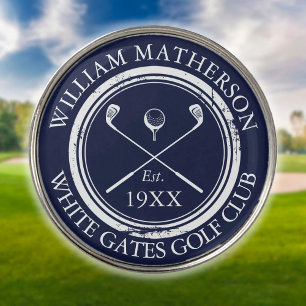 Personalized Golf Club Name Navy Blue Ball Marker