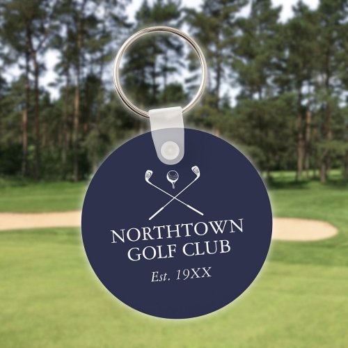 Personalized Golf Club Name Navy Blue Keychain