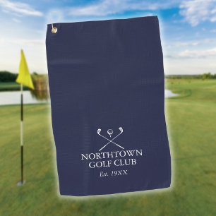 Personalized Golf Club Name Navy Blue Towel