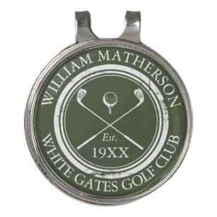 Personalized Golf Club Name Olive Green Hat Clip