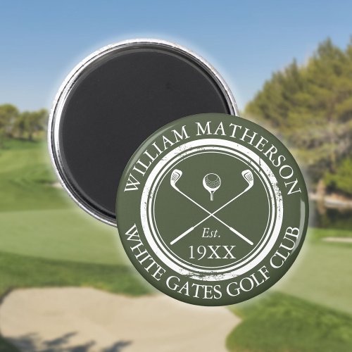 Personalized Golf Club Name Olive Green Magnet