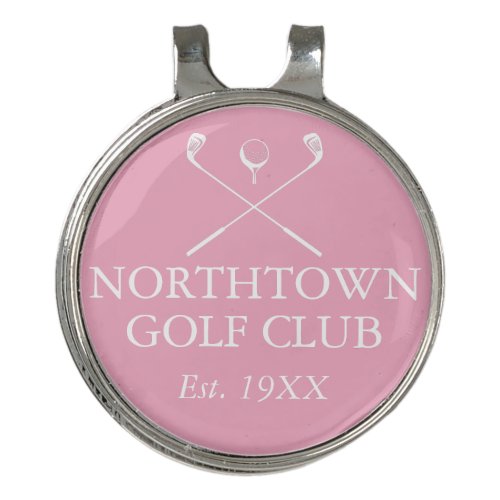 Personalized Golf Club Name Pink Golf Hat Clip