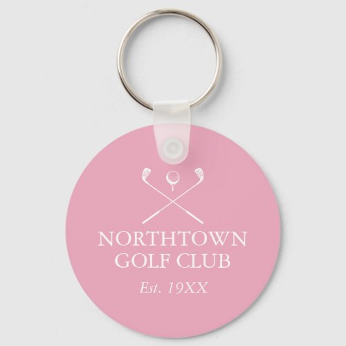 Personalized Golf Club Name Pink Keychain
