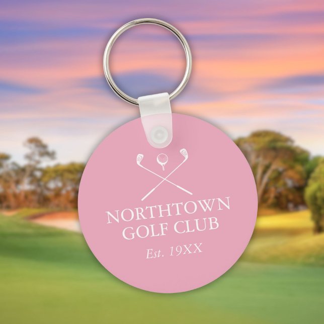Personalized Golf Club Name Pink Keychain (Personalized Golf Club Name Pink Keychain)