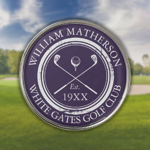 Personalized Golf Club Name Purple Ball Marker