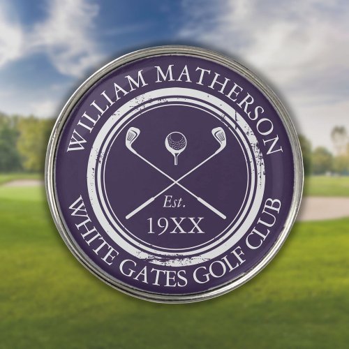 Personalized Golf Club Name Purple Golf Ball Marker