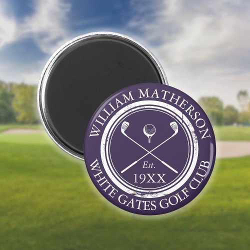 Personalized Golf Club Name Purple Magnet