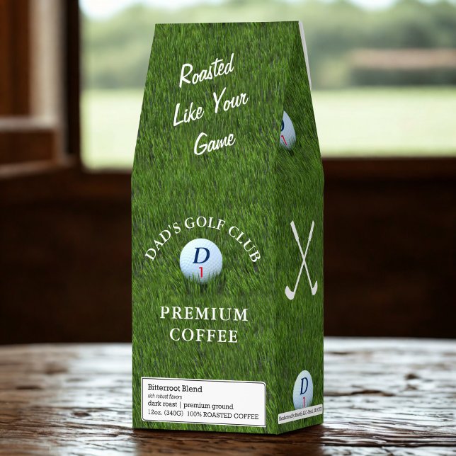 Personalized Golf Club Roasted Coffee (Premium Coffee for Dad's Golf Club. Just add his initial and golf ball number)