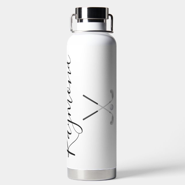 Personalized Golf Clubs and Ball Golfing  Water Bottle (Back)