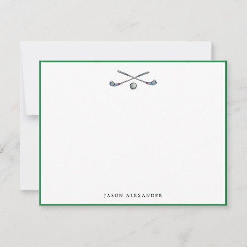 Personalized Golf Clubs and Ball Green Flat Note Card