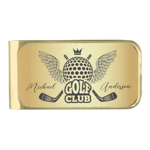 Personalized Golf Clubs Gold Finish Money Clip