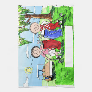 Personalized Golf Couple Cartoon Caricature Towel