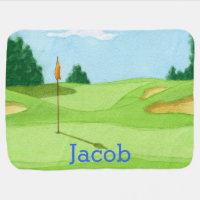 Personalized Golf Course Green Stroller Blanket
