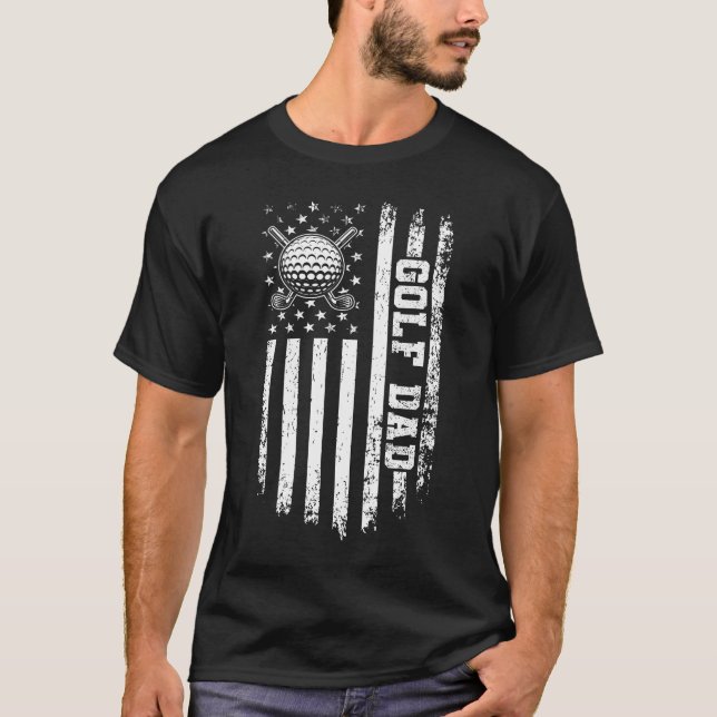 Personalized Golf Dad Grunge Father’s Day T-Shirt (Front)