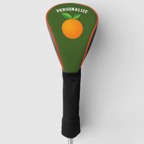 Personalized golf driver cover with orange fruit