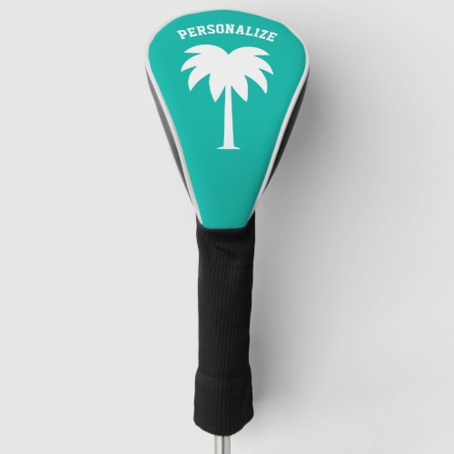 Personalized golf driver cover with palm tree logo