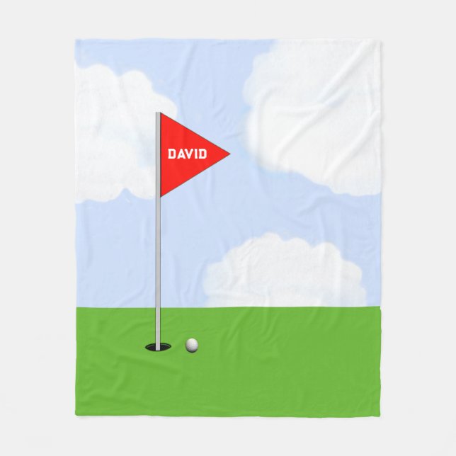 Personalized Golf Gift Fleece Blanket (Front)