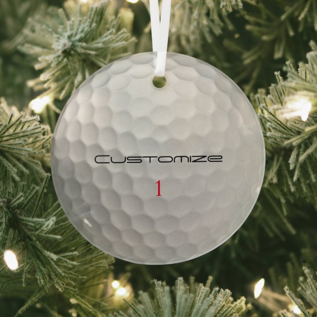 Personalized Golf Gift with Custom Name & Number Glass Ornament (Insitu)