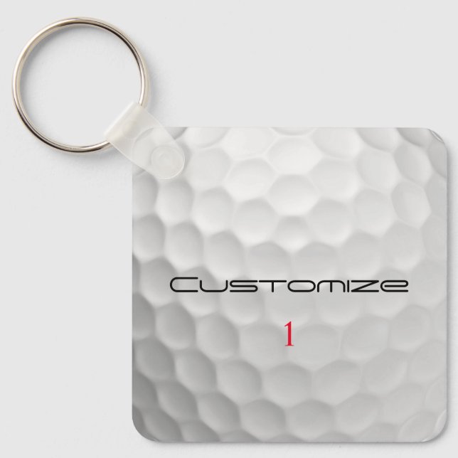 Personalized Golf Gift with Custom Name & Number Keychain (Front)