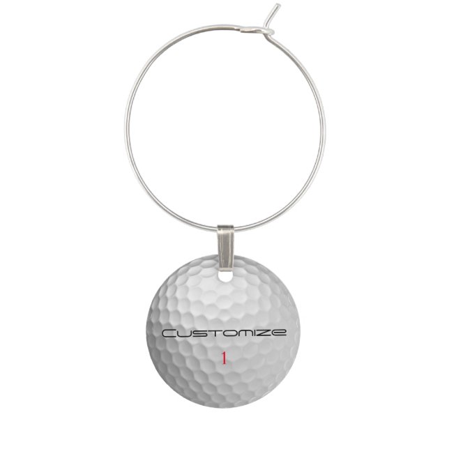 Personalized Golf Gift with Custom Name & Number Wine Charm (Front)