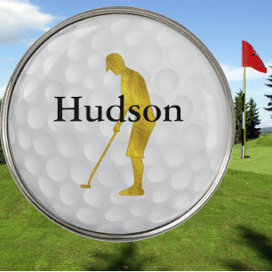 Personalized Golf Gold and Black White Texture Ball Marker