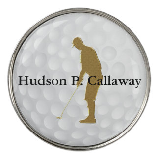 Personalized Golf Gold and Black White Texture Golf Ball Marker