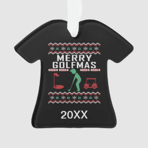 Personalized Golf Golfmas Ugly Christmas Sweater Ornament