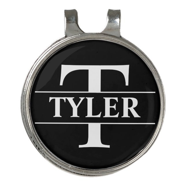 Personalized Golf Hat Clip & Ball Marker - Black (Front)