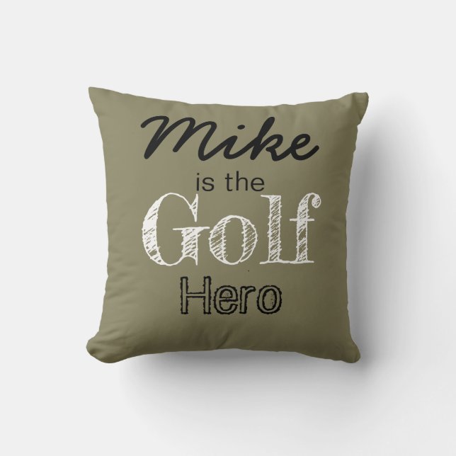 Personalized Golf Hero Throw Pillow (Front)