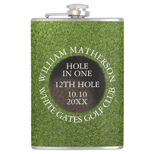 Personalized Golf Hole in One Award Flask (Front)