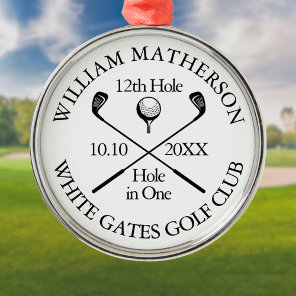 Personalized Golf Hole in One Award Metal Ornament