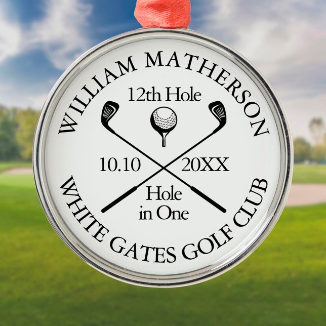 Personalized Golf Hole in One Award Metal Ornament (Creator Uploaded)