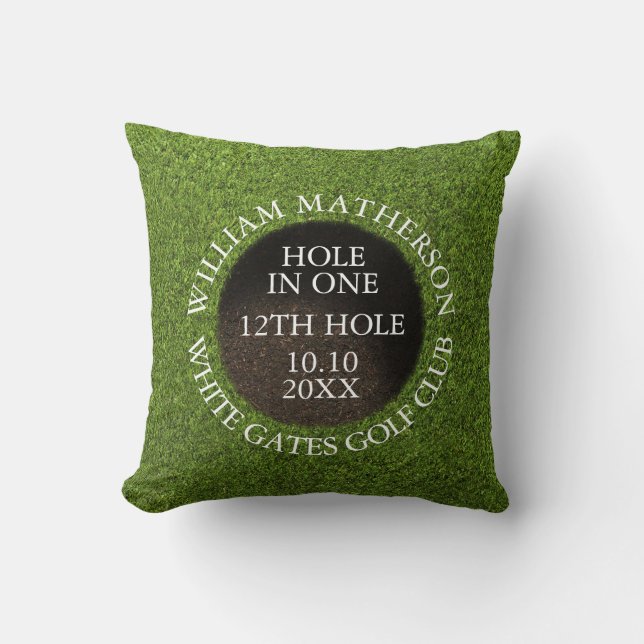 Personalized Golf Hole in One Award Throw Pillow (Front)