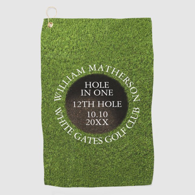 Personalized Golf Hole in One Award Towel (Front)