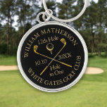 Personalized Golf Hole in One Black And Gold Keychain<br><div class="desc">Personalize the name,  location hole number and date to create a great keepsake to celebrate that fantastic hole in one. Designed by Thisisnotme©</div>