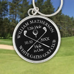 Personalized Golf Hole in One Black And White Keychain<br><div class="desc">Personalize the name,  location hole number and date to create a great keepsake to celebrate that fantastic hole in one. Designed by Thisisnotme©</div>