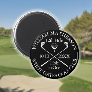 Personalized Golf Hole in One Black And White Magnet