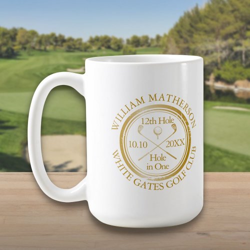 Personalized Golf Hole in One Classic Gold Coffee Mug