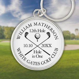 Personalized Golf Hole in One Classic Modern Keychain