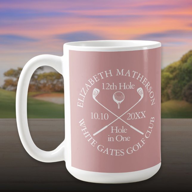 Personalized Golf Hole in One Dusty Rose Pink Coffee Mug (Personalized Golf Hole in One Dusty Rose Pink Coffee Mug
)